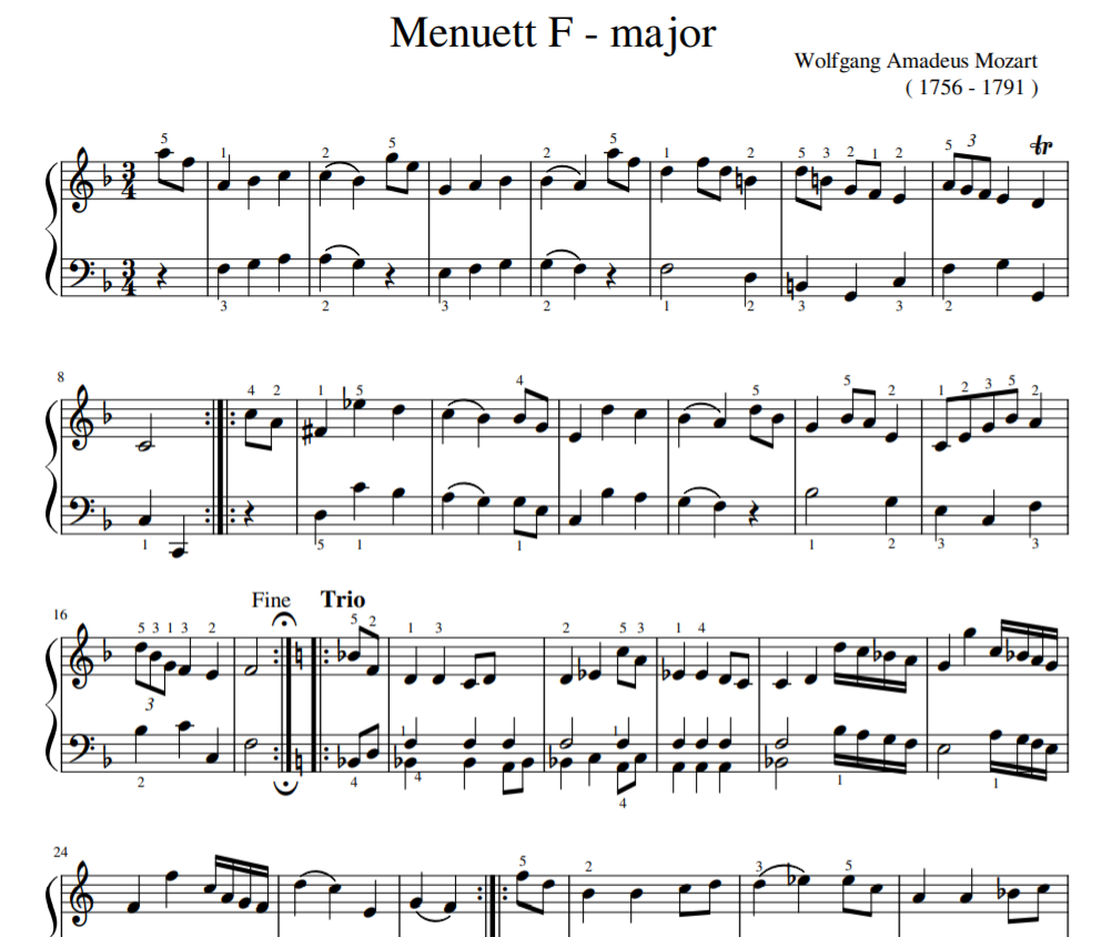 Wolfgang Amadeus Mozart - Menuett C - major for piano